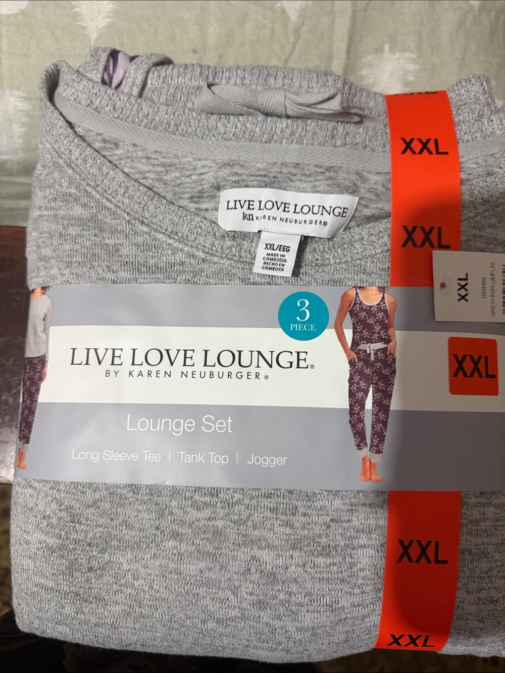 Live Love Lounge by Karen Neuburger Women's Gray 3-Piece Lounge Pajama Set - XXL